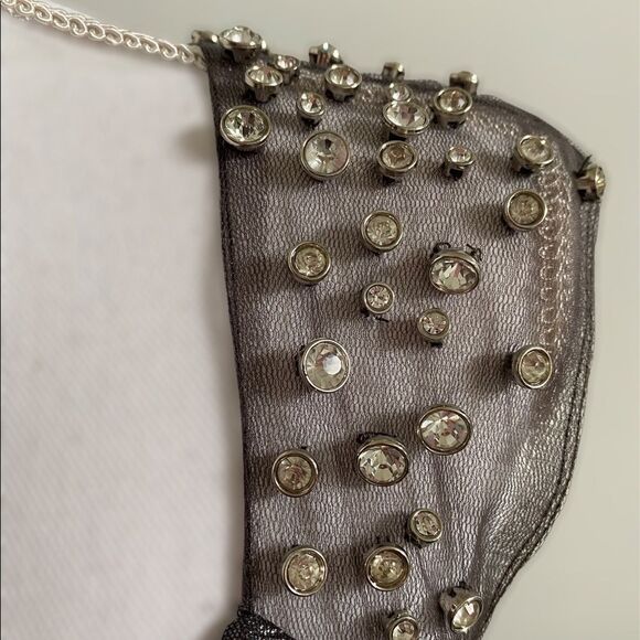 Metallic Embellished Rhinestone Sheath Dress Gunmetal Gray US Size 6 - Picture 6 of 9